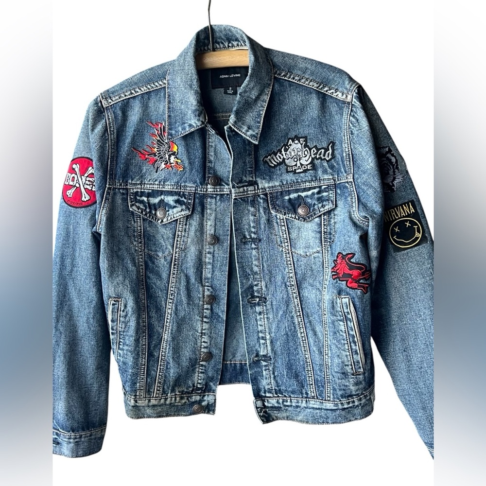Nirvana Patch Jean Battle Jacket Motörhead BONES Denim Unisex Up-Cycled S/M